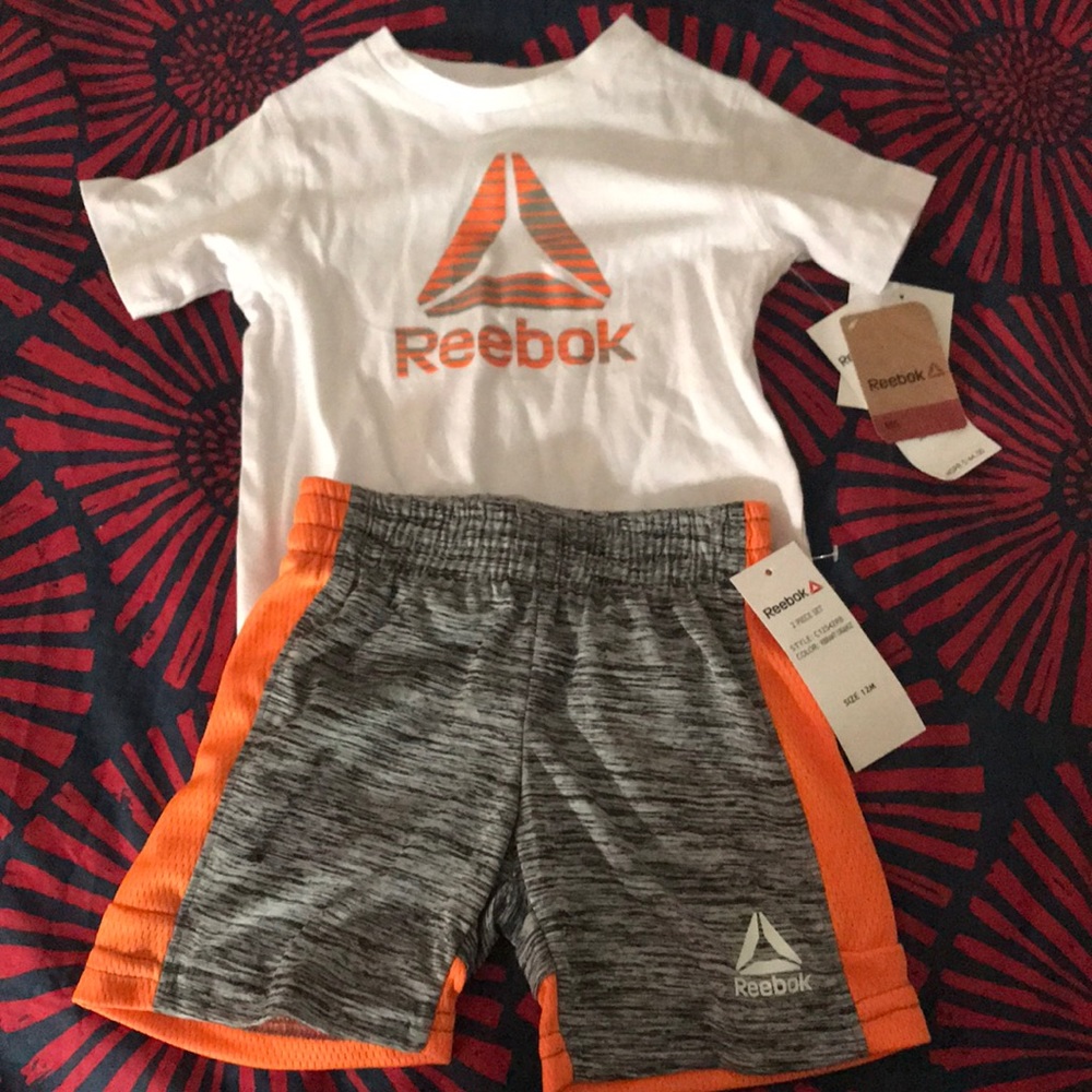 Reebok Athletic Shorts & Tee set orange size 12 mo